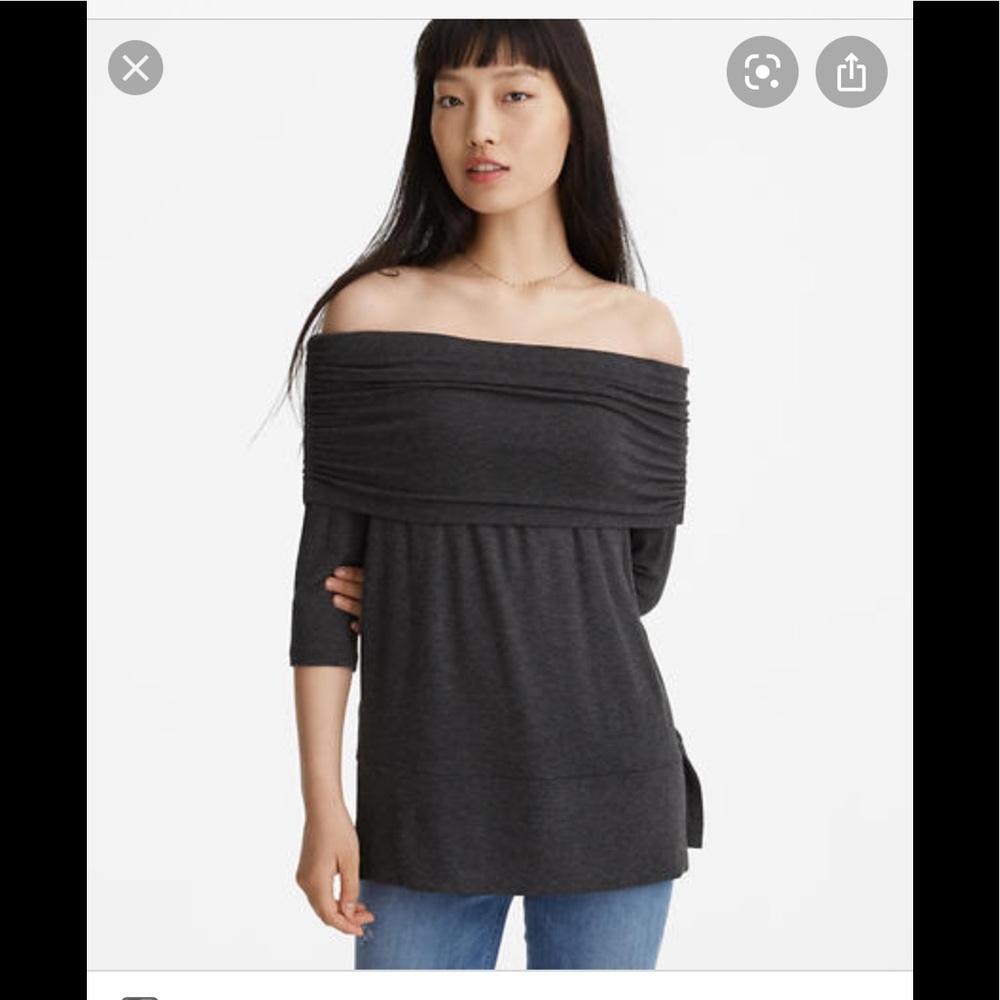 Lou & Grey  Soft Off the Shoulder Grey Top Medium